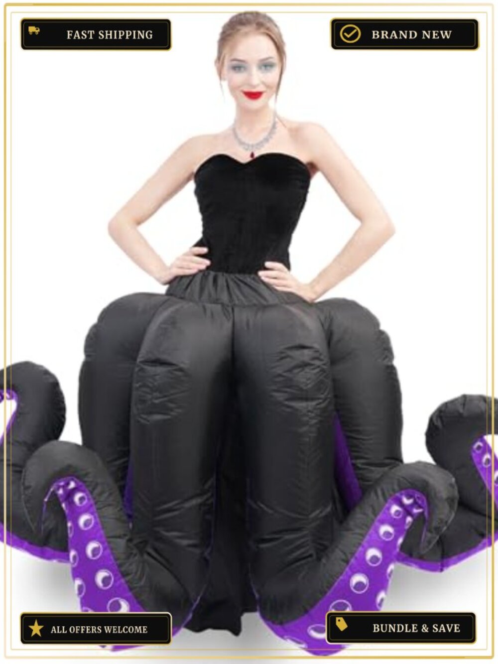 Inflatable Octopus Costume Adult Women Halloween Blow Up Cosplay
